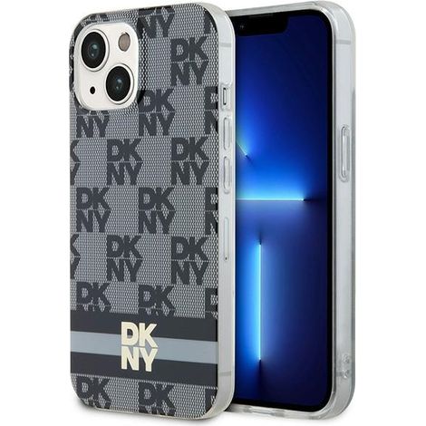 Dkny DKHMP15SHCPTSK iPhone 15 / 14 / 136.1 schwarze Hartschalen-Schutzhülle mit IML-Karomuster und bedruckten Streifen, MagSafe (1/5)