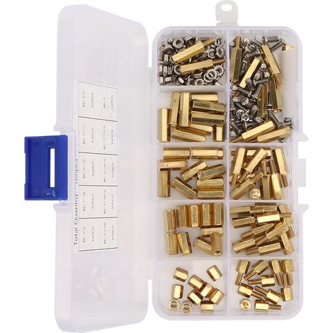 Kit 180 pièces entretoises laiton M2.5 tige filetée femelle-mâle écrou hexagonal vis support PCB (1/5)