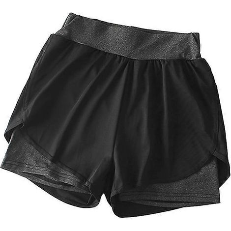Short de sport femme 2024, ample, taille haute, séchage rapide, idéal pour le yoga, l'entraînement et la course à pied, gris foncé, taille S
