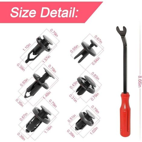 120PCS Rivet Clips Plastique Rivets Plastiques Fixation, Kit de Vis D'Expansion de Panneau de Porte de Pare-Chocs de Rechange avec Outil de DéMontage, Disponible en Plusieurs Formes et Tailles