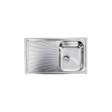 C.M. 011443.D1.01.2016 COMETA Lavello da Incasso 1 Vasca con Gocciolatoio Sinistro Acciaio Inox Satinato (86x50x19 cm) colore Inox (1/5)