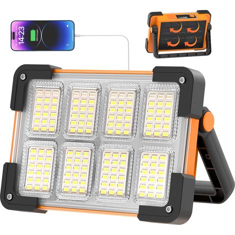Projecteur LED Rechargeable 6000mAh, Lampe de Travail Solaire 4 Modes, Étanche USB Portable (1/5)