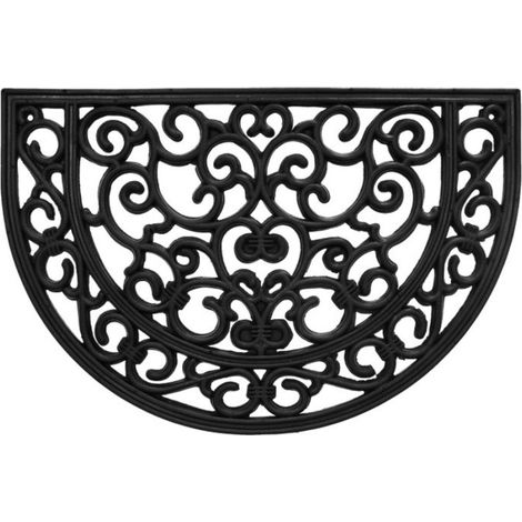 Tapis d'Entrée Demi-Lune Baroque "Odelin" 40x60cm Noir