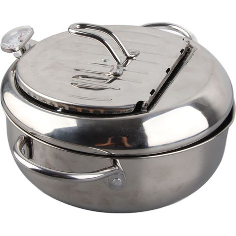Friteuse à tempura domestique de style japonais à température contrôlée, mini friteuse en acier inoxydable, compatible avec les plaques à induction, petite taille 20 cm. (1/5)