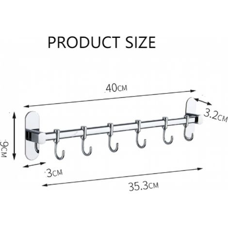 Crochet mural argenté, 1 pièce, support de rangement pour tringle de rangement, crochet d'entrée, porte-serviettes, support de toilette (1/4)