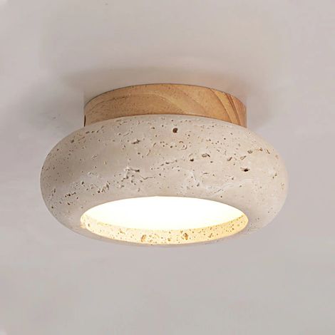 Plafonnier LED 15 cm, lampe de plafond en pierre naturelle, petit lustre encastré, applique murale vintage, lampe en pierre, lumière chaude (1/5)