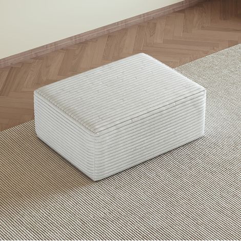Ottomán (100x21.5x21.5 cm), sin montaje, tejido de corduroy, blanco (1/5)
