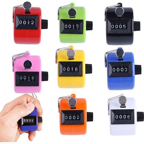 (Giallo Bianco Verde Rosa Nero Blu Rosso Arancione) Contatore numerico a 8 pezzi Contatore manuale Contatore meccanico a 4 cifre Contatore assortito per giri/sport/allenamento/scuola/golf