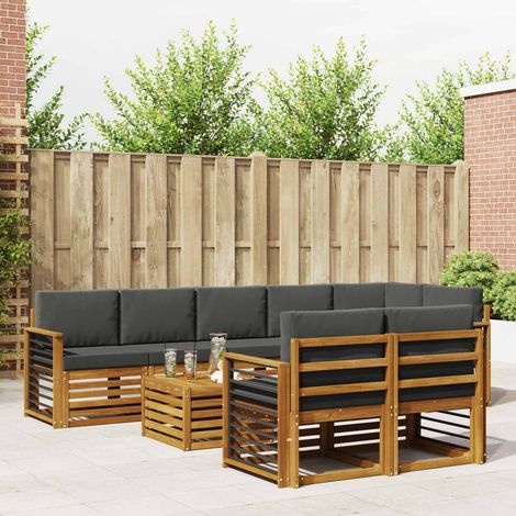 Sofagarnituren 9 pcs Natur und Anthrazit Massivholz Akazie
