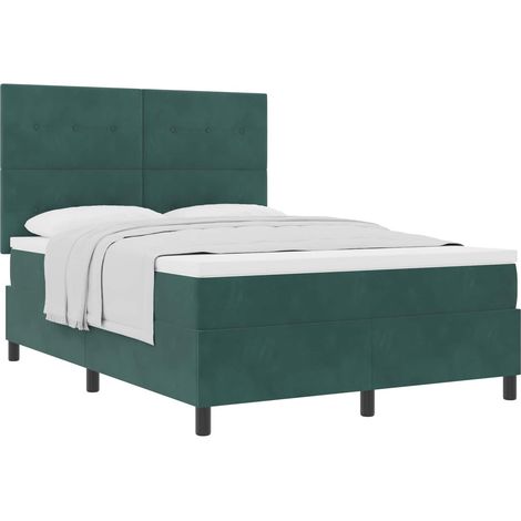 Maison Exclusive - Letto a molle con materasso Verde Scuro 140 x 190 cm Velluto