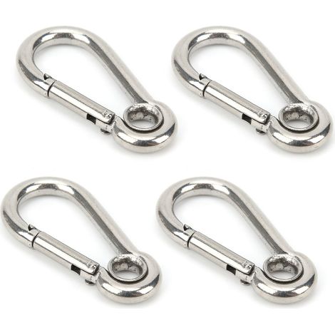 10 Pièces Mousquetons de Sécurité en Acier Inoxydable, Idéaux pour Via Ferrata et Randonnée M5 (1/5)