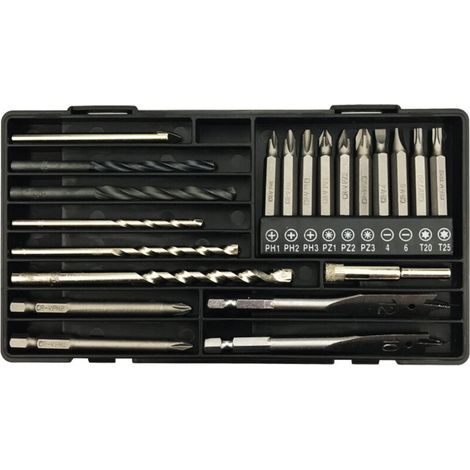 Schraubendreher-Bit-Set, Schraubendreher-Bit-Set, Mehrzweck-Bohrer-Set mit HSS-Stahlbohrern, Steinbohrer, Holzbohrer, Holzbearbeitungsbohrer, Säge