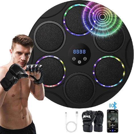 Music Boxing Machine mit Boxhandschuhen,17.3'' LED Smart Bluetooth Musik Boxtrainer, Elektronische Boxmaschine zur Wandmontage mit 9Geschwindigkeitsmodi und Zählmodus