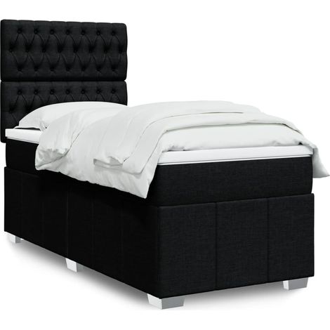 Boxspringbett mit Matratze Schwarz 80x200 cm Stoff