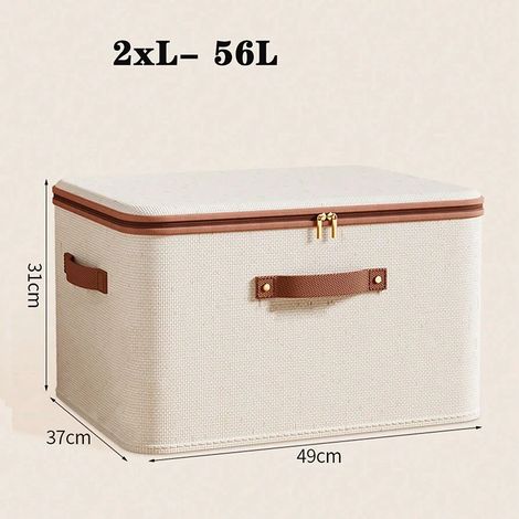 (XXL-56L) Boîte de rangement pliable pour vêtements, organisateur de garde-robe, avec poignée et fermeture éclair. (1/5)