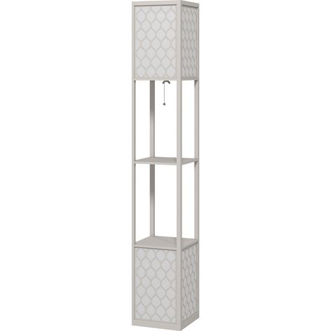 Lampadaire étagères motif nid d’abeille LABEE gris clair (1/5)