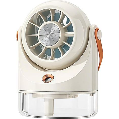 Mini-Ventilateur Bureau - Rafrachissement estival - Brumisation USB vitesses réglables - Intérieur extérieur - Blanc cassé (1/4)