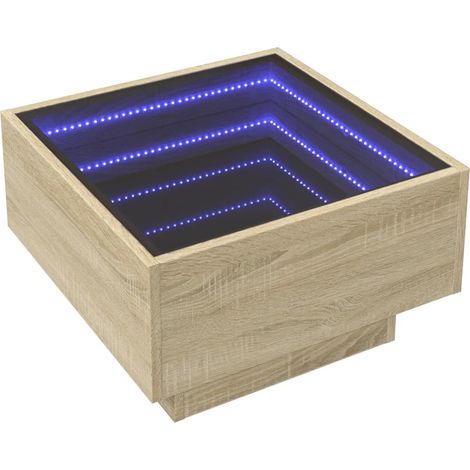 Coffee Table with LED Sonoma Oak 50x50x30 cm Engineered Wood vidaXL