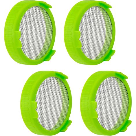 Filiyano-Lot de 4 couvercles germoirs pour bocaux Mason de 86 mm de diamètre, passoire à germination avec filtre en acier inoxydable (1/5)