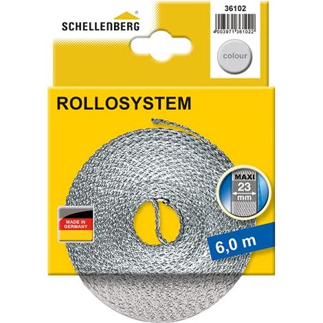 Schellenberg 36102 Cintino per tapparelle avvolgibili 23 mm x 6 m - sistema Maxi, cinghia tapparella grigio (1/3)