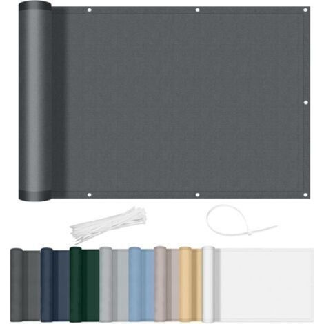 Brise-vue pour balcon 90 x 400 cm, imperméable, opaque, coupe-vent, avec trous et attaches de câble, pour terrasse extérieure, anthracite (1/5)