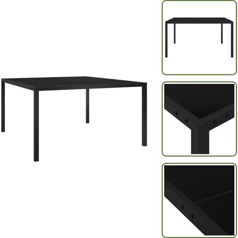 The Living Store Tavolo da Giardino 130x130x72 cm Nero in Acciaio e Vetro - Tavolo esterno