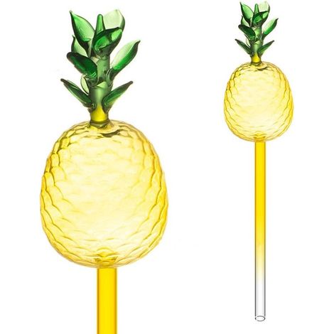 Vaso autoirrigante a forma di ananas con contenitore in vetro, sistema di irrigazione a goccia automatico per piante da interno e da giardino (Ananas, 2 pezzi) (1/5)