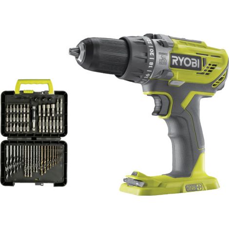 Pack RYOBI - Perceuse à percussion R18PD3-0 - 18V One+ sans batterie ni chargeur - Coffret 60 accessoires - perçage et vissage RAK60DDF (1/5)