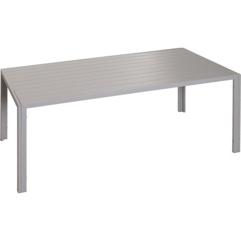 Tavolo da pranzo in alluminio HHG-603, giardino bistrot terrazza, resistente alle intemperie 180x80cm, grigio chiaro