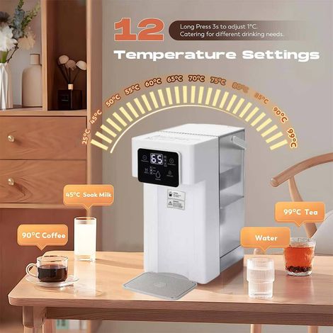 FLITI 3L Instant Hot Water Dispenser, White, Adjustable 220V Portable Water Heater, ABS, for Coffee, Tea, Baby Bottles, UK Plug (1/5)