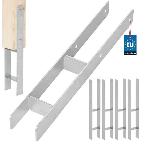 KOTARBAU® Kotarbau® Support de Poteau À Sceller - Support Poteau Bois en H 80x600 mm Lot de 4 - Pied de Poteau - Ancre Poteau Bois - Ancrage Poteau - Platine Poteau Bois - Acier Galvanisé - Argent (1/5)