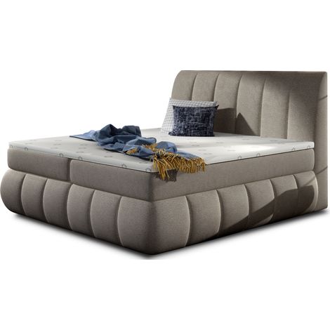 Lit continental tissu beige Florencia-180x200 (1/5)