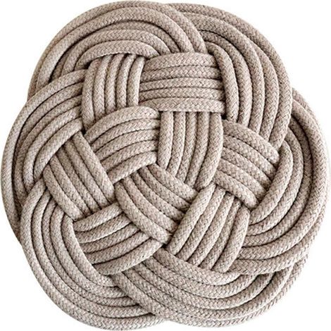 Dessous de plat délicat et résistant à la chaleur, dessous de tasse rond, coussin, tapis isolant pratique en corde de coton pour la cuisine, kaki (1/5)
