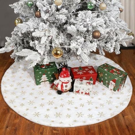 Jupe de sapin de Noël en peluche - KAGOLOW - Paillettes de flocon de neige - Tapis de sapin de Noël - Pied de sapin (1/5)