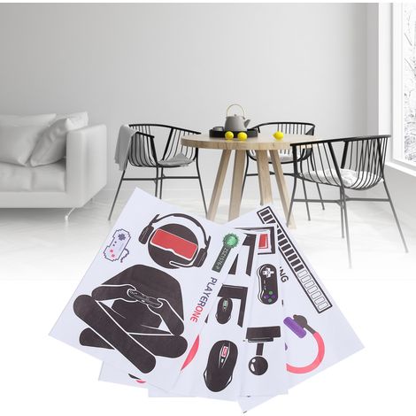 Autocollants Muraux PVC DIY Console de Jeu, Set de 4 Decals 34.5x25.5cm pour Salon Chambre Décor (1/5)