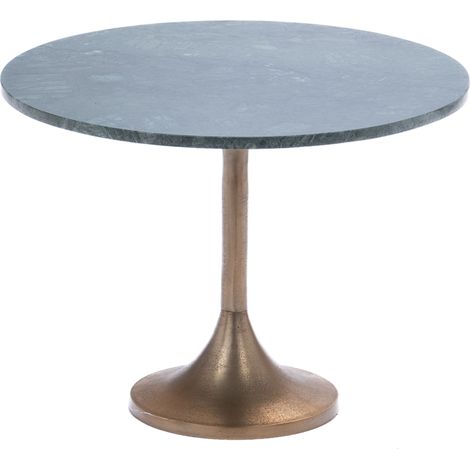 Amadeus - Bout de canapé rond en marbre vert et aluminium Ø55 cm (1/3)