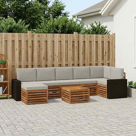 vidaXL Set di divani da esterno 8 pz Naturale e Grigio Chiaro (1/5)