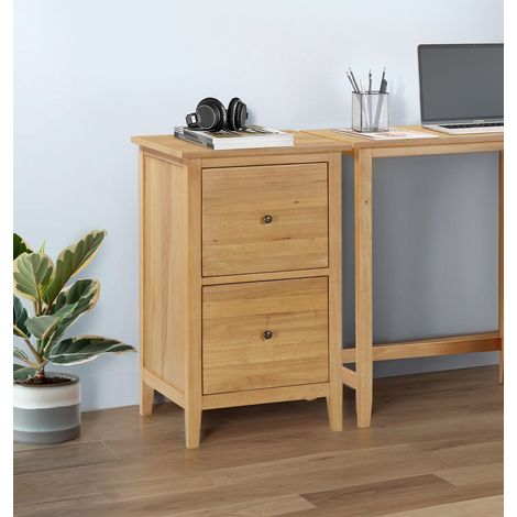 Hallowood Furniture Aston Oak Filing Cabinet, Heavy-Duty 2 Deep Office Drawers, Compact Home Office Storage Cabinet Desk Drawers, Fully-Assembled Mobile Pedestal, Wooden Filing Cabinets for Home (1/5)