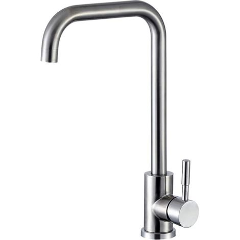Robinetterie de Cuisine en Acier Inoxydable avec Levier Simple Robinet d'Évier Pivotant à 360° Brossé mat