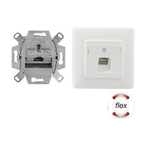 PRISE RÉSEAU ENCASTRÉ INSERT AVEC PLAQUE CENTRALE ET CHÂSSIS CAT 6A 1 PO RUTENBECK 136112030