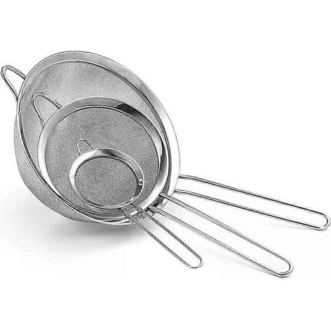 Feinmaschiges Mehlsieb aus Edelstahl mit Griff, ideal zum Backen von Kuchen und Keksen (1/4)