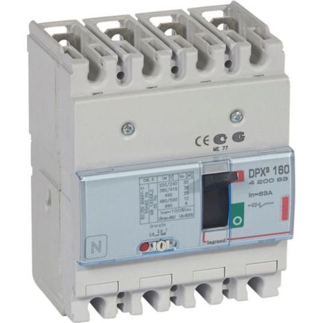 Disjoncteur magnétothermique DPX³160 pouvoir de coupure 36kA 400V - 4P - 63A - LEGRAND