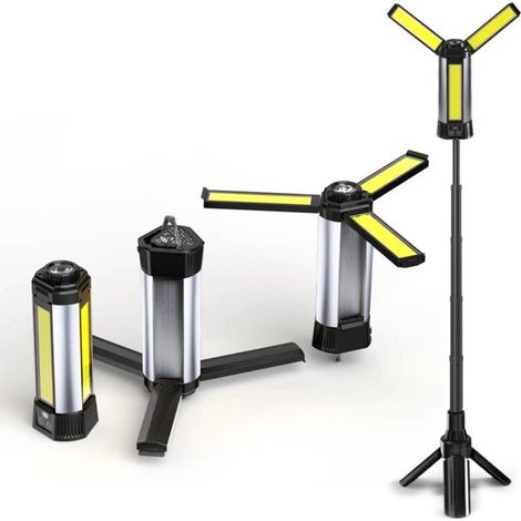 Luz de trabajo LED, batería de 6000 mAh, 8000 lúmenes de brillo, ideal para actividades al aire libre y acampadas [Clase energética E] (1/4)