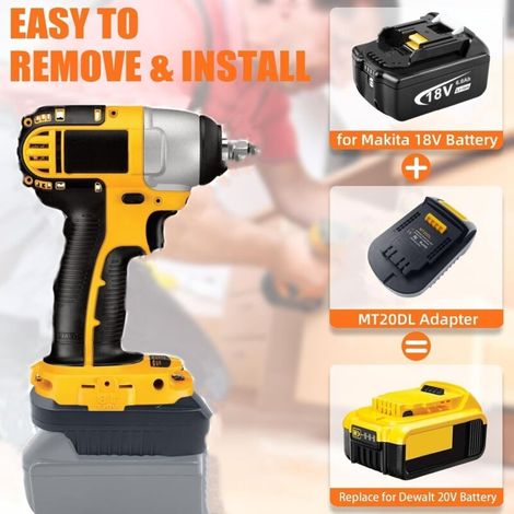 Andyou – Adaptateur de batterie 18V pour Makita et Dewalt – Convertisseur compatible BL1815/BL1860B – Protection contre courts-circuits