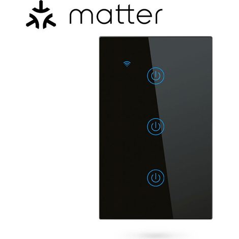 Tuya Interruttore per Luci Touch Nero Smart Matter WiFi Serie NovaTech Dimensione: 3 Pulsanti (1/5)
