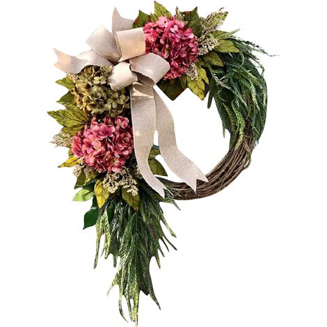 ZOLGINAH Corona artificial de flores para puerta, hortensias, guirnalda de simulación de primavera, flores colgantes, otoño, decoración del hogar/fiesta (1/5)