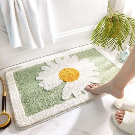 Non-Slip Washable Bath Mat Pads Doormats Shower Mat Bathtub Mat with Daisy Pattern (1/4)