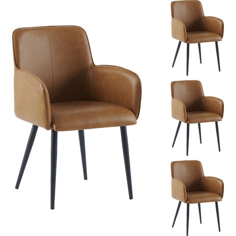 Lot de 4 chaises repas 55x60x83 cm en PU camel - VENTER