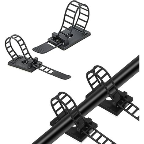 Lot de 20 attaches de câble adhésives, attaches de câble auto-adhésives réglables en nylon, clips de rangement de câbles multi-usages, attaches de câble en nylon (1/5)