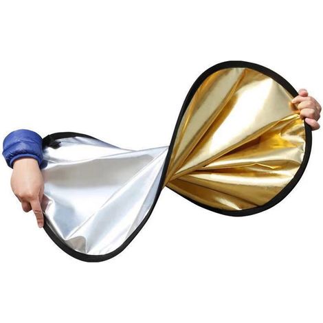 Ortviai Réflecteur Photo Ronde 30 cm Pliable et Portable pour Studio et Extérieur – 5-en-1 Argent/Doré/Blanc/Noir/Miroir